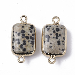 Edge Golden Plated Natural Dalmatian Jasper Links connectors&nbsp;G-S359-034D