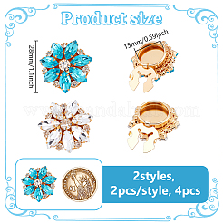 4Pcs 2 Colors Alloy Rhinestone Cufflinks&nbsp;HJEW-NB00210