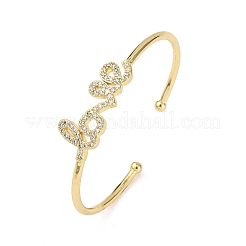 Brass Micro Pave Clear Cubic Zirconia Bangles&nbsp;BJEW-H209-07G