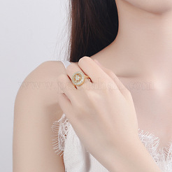 Oval Brass Micro Pave Clear Cubic Zirconia Finger Rings for Women&nbsp;FS-WGE5686-01