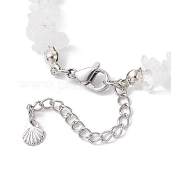 3Pcs Natural Mixed Gemstone Chip & Glass Shell Round Beaded Bracelets&nbsp;BJEW-JB12303