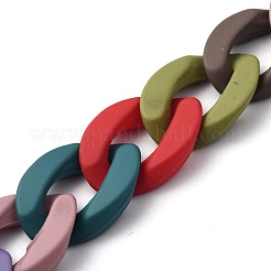 Spray Painted Acrylic Curb Chain for DIY Keychains&nbsp;HJEW-JM00400-05