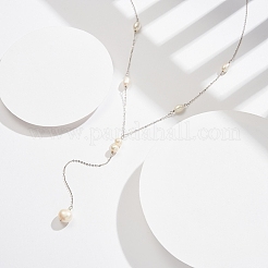 925 Sterling Silver & Rice Natural Freshwater Pearl Pendant Y Necklaces for Women&nbsp;SE-CBA9BBC-16P