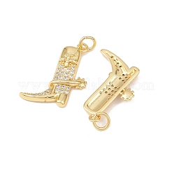 Brass Micro Pave Cubic Zirconia Pendants&nbsp;KK-P339-14G