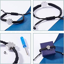 Paw Print Stainless Steel Pet Urn Ashes Bead Link Adjustable Bracelets&nbsp;BJEW-AN0001-82