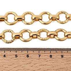 13MM 304 Stainless Steel Textured Round Ring Link Chain Necklaces&nbsp;NJEW-P349-01B-G