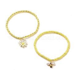 2Pcs Glass Seed Beaded Stretch Bracelets Set&nbsp;BJEW-JB08088-04