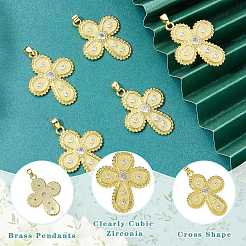 5Pcs Rack Plating Brass Micro Pave Cubic Zirconia Pendants&nbsp;KK-SZ0008-20