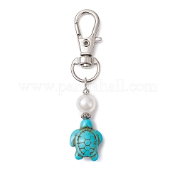 Sea Turtle Synthetic Howlite & Turquoise Pendant Decorations&nbsp;HJEW-JM02381