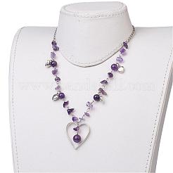 Natural Amethyst Pendant Necklaces&nbsp;NJEW-JN01743-02