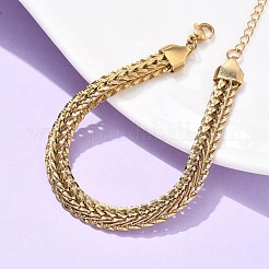 304 Stainless Steel Wheat Chain Bracelets for Women&nbsp;BJEW-C103-04G