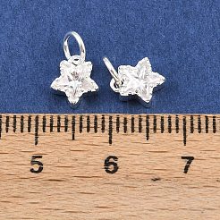 925 Sterling Silver Pave Clear Cubic Zirconia Charms&nbsp;STER-A049-08B-S