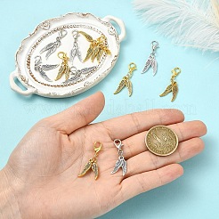 12Pcs 2 Styles Alloy Wing Pendant Decorations&nbsp;HJEW-YW00179
