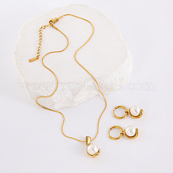 304 Stainless Steel Hoop Earrings & Pendant Necklaces Sets&nbsp;OK4265-3
