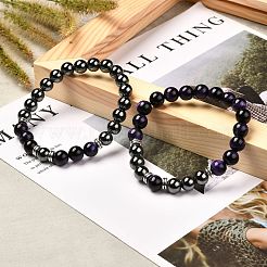 Natural Tiger Eye(Dyed) Beads Stretch Bracelets Set&nbsp;BJEW-JB06653-04