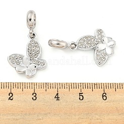 Rack Plating Alloy Pave Crystal Rhinestone Insect European Dangle Charms&nbsp;FIND-B034-14P-01