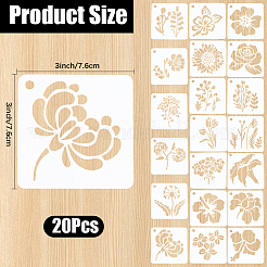 20Pcs Flower PET Plastic Hollow Out Drawing Painting Stencils Templates&nbsp;DIY-GF0012-41