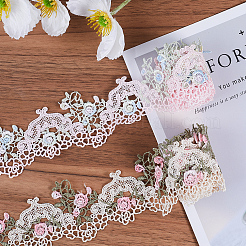 4 Yards 2 Colors Polyester Lace Trim Ribbons&nbsp;OCOR-GF0005-04