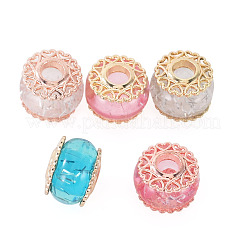 5Pcs 5 Colors Rack Plating Alloy European Beads&nbsp;MPDL-TADJ0001-03