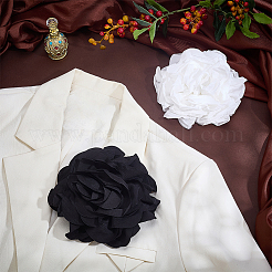 2Pcs 2 Colors Flower Polyester Brooches&nbsp;JEWB-PH0001-50
