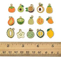 60Pcs 15 Styles Fruit Alloy Enamel Charms&nbsp;ENAM-FS0003-54