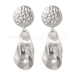 304 Stainless Steel Teardrop with Flat Round Dangle Stud Earrings&nbsp;EJEW-JE06753