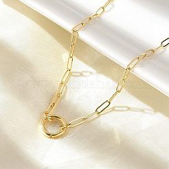 Brass Ring Link Paperclip Chain Necklaces&nbsp;NJEW-A042-05G