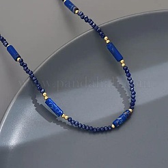 Dyed Natural Imperial Jasper Column and Glass Beaded Necklaces for Women&nbsp;CN0218