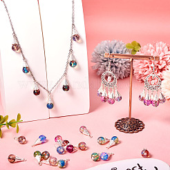 64Pcs 8 Styles Glass & Alloy Pendants&nbsp;PALLOY-TA00177