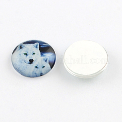 Half Round/Dome Wolf Pattern Glass Flatback Cabochons for DIY Projects&nbsp;X-GGLA-Q037-25mm-28