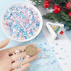Snowflake Theme Handmade Polymer Clay Cabochons&nbsp;CLAY-SC0001-96