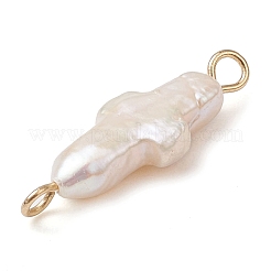 Natural Keshi Pearl Cross Links Connector Charms&nbsp;PALLOY-JF02822