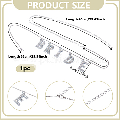 Alloy Crystal Rhinestone Word BRIDE Pendant Iron Waist Belly Chains&nbsp;NJEW-GA00006