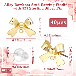 40Pcs Bowknot Alloy Stud Earring Findings&nbsp;FIND-SP0001-16G