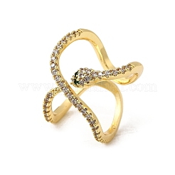 Brass Micro Pave Cubic Zirconia Cuff Rings for Women&nbsp;RJEW-F188-01G