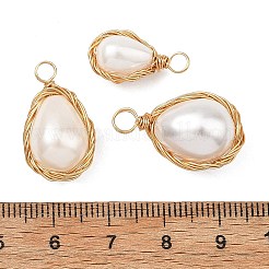 3Pcs 3 Sizes Polished Shell Pearl Copper Wire Wrapped Pendants&nbsp;PALLOY-JF05893