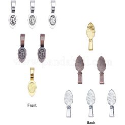 Tibetan Style Alloy Glue-on Flat Pad Bails&nbsp;TIBEB-PH0004-12