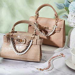 3Pcs 3 Colors Imitation Leather & ABS Plastic Imitation Pearl Double Strand Bag Handles&nbsp;FIND-WR0008-10