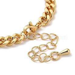 Brass Micro Pave Clear Cubic Zirconia Curved Rectangle with Hollow Heart Cuban Link Chains Bracelets for Women&nbsp;BJEW-M322-03G-A