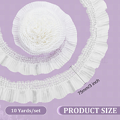 10 Yards Polyester Layered Pleated Lace Ribbon&nbsp;OCOR-BC0008-01A