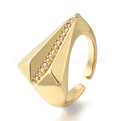 Brass Micro Pave Cubic Zirconia Cuff Open Rings&nbsp;RJEW-D313-12G