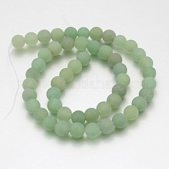 Frosted Round Natural Green Aventurine Bead Strands&nbsp;X-G-J338-05-8mm