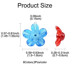 16Pcs 8 Colors Handmade Lampwork Beads&nbsp;LAMP-FS0001-26