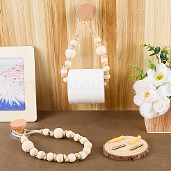 Wooden Beaded Wall-mounted Tissue Roll Holder&nbsp;AJEW-WH0752-254