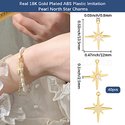 40Pcs Brass & ABS Plastic Imitation Pearl Charms&nbsp;KK-BBC0022-15