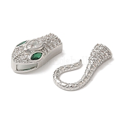 Snake Brass Micro Pave Cubic Zirconia S Hook Clasps&nbsp;KK-A227-06P