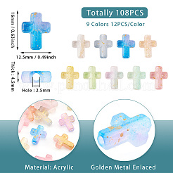 96Pcs 8 Styles Gradient Color Transparent Acrylic Beads&nbsp;OACR-TA0003-42