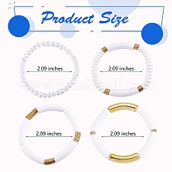 4Pcs 4 Style Acrylic Chunky Curved Tube Stretch Bracelet Sets&nbsp;BJEW-SW00074-06