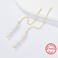 S925 Silver Tassel Earrings with Rice Beads&nbsp;ZC4756