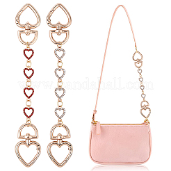 Alloy Micro Pave Rhinestone Heart Link Bag Extender Chains&nbsp;HJEW-YW00118-01